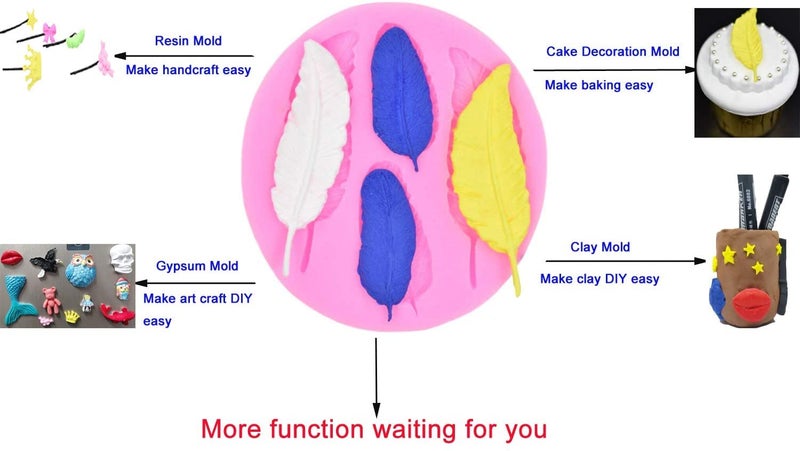 Cafurty Cavities Feather Silicone Mold Silicone Feather Cake Cupcake Backing Mould Fondant Mold for DIY - Image 2